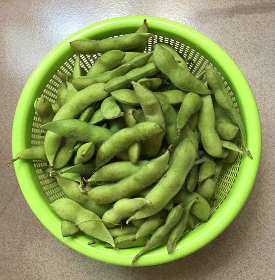 the steps of spiced edamame