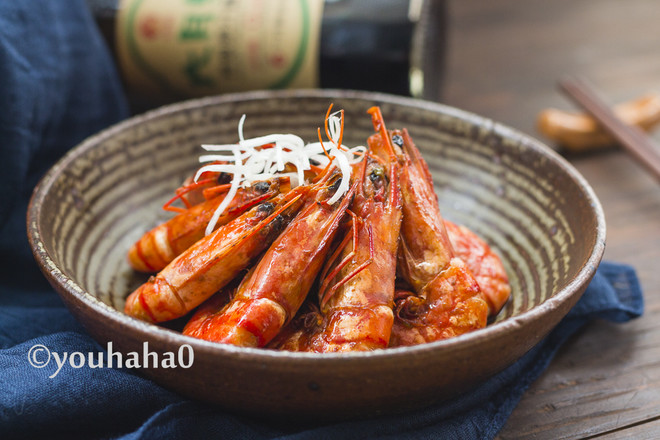 Braised prawns in oil